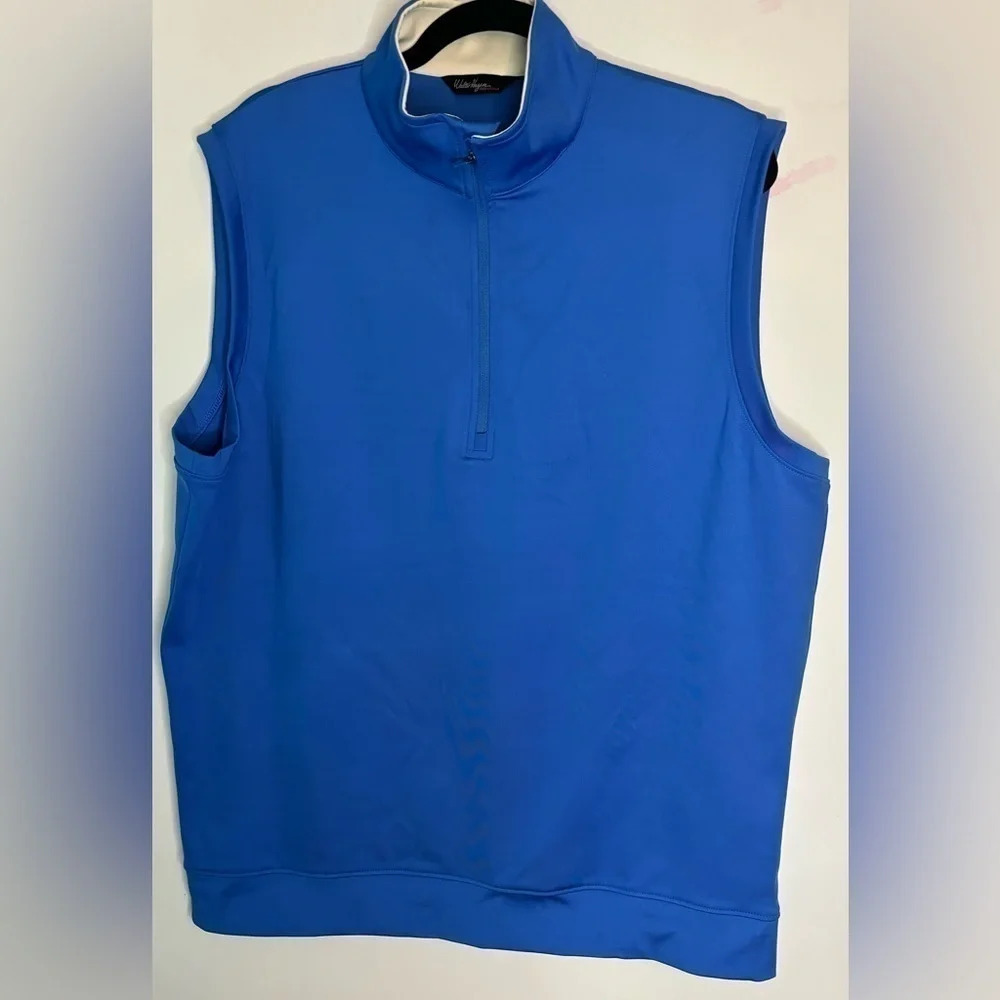 Walter Hagen Essentials Mens Golf Vest Quarter Zip Zippered Pockets Med. Blue